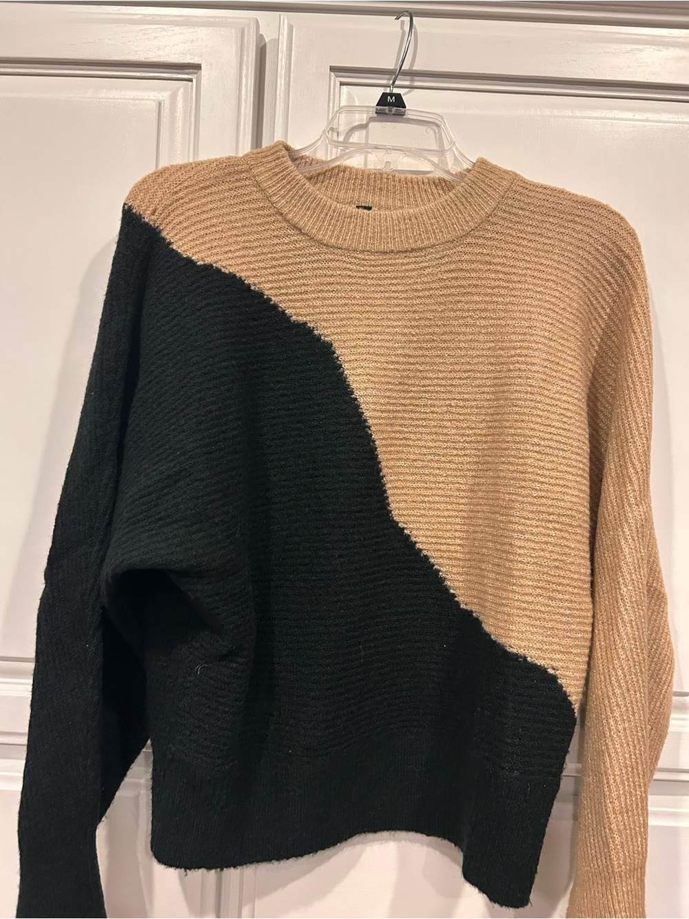 Blu Pepper Black and Tan Diagonal Crewneck Sweater